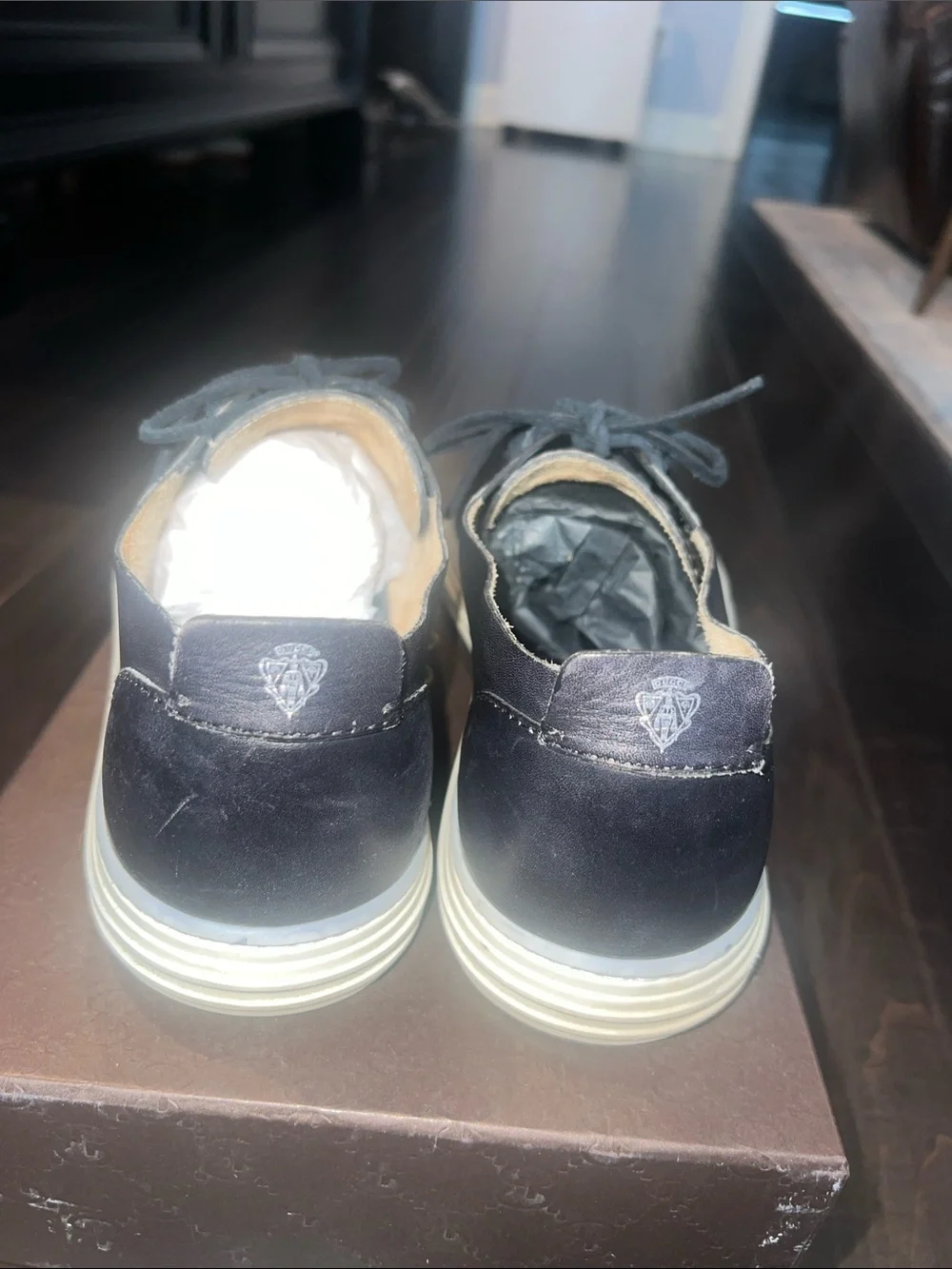 Authentic Gucci Black Leather Low-Top Sneakers with White Sole